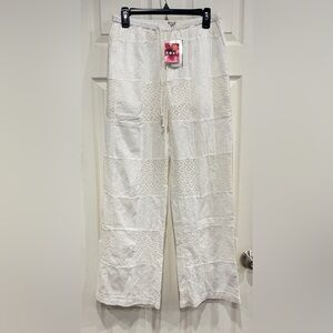 Roxy Women's Medium Precious Patchwork Pants Snow White NWT Beach Half Lined